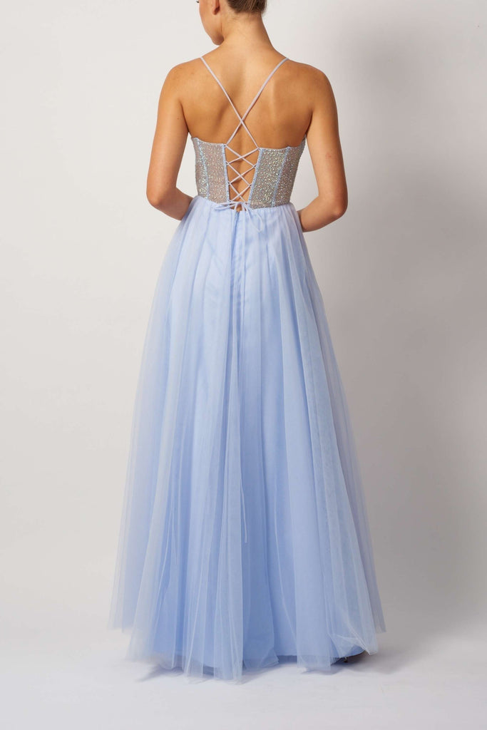 Mascara London Pink Ball Gown - Prom Dress with beaded corset back and flowing tulle skirt, perfect for formal events and prom nights.