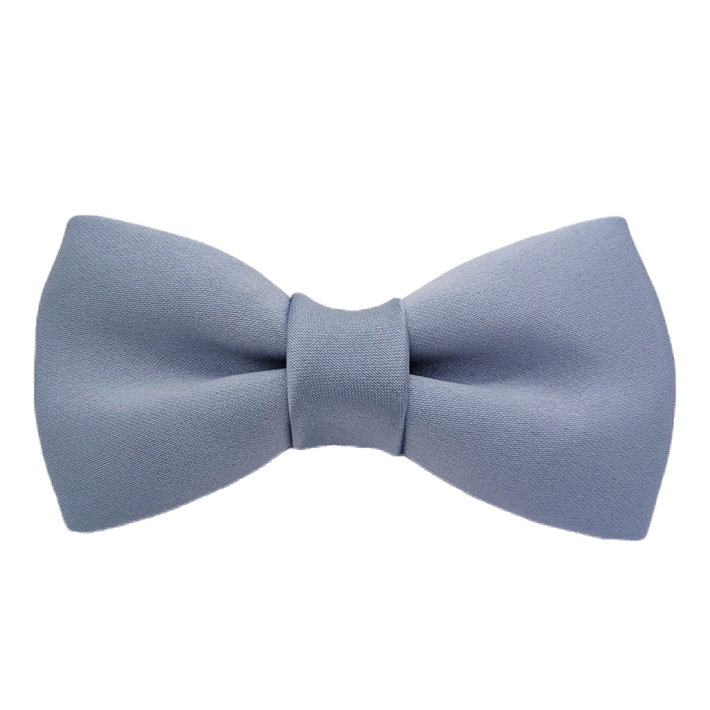 Smokey Blue Boys Bow Tie in classic pre-tied style, perfect for weddings and formalwear. Durable children's necktie in soft blue fabric.