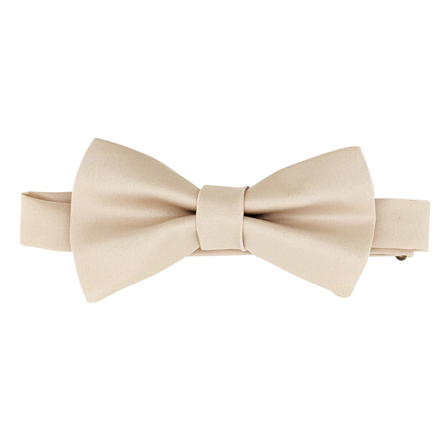 Antique boys bow tie in champagne color with adjustable strap, ideal for weddings and formal events. Handmade children's necktie accessory.