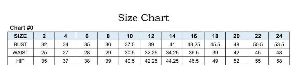 Size chart for Stretch Mermaid Gown with Lace Up Back - Ladivine CD2219, showing bust, waist, and hip measurements for sizes 2 to 24.
