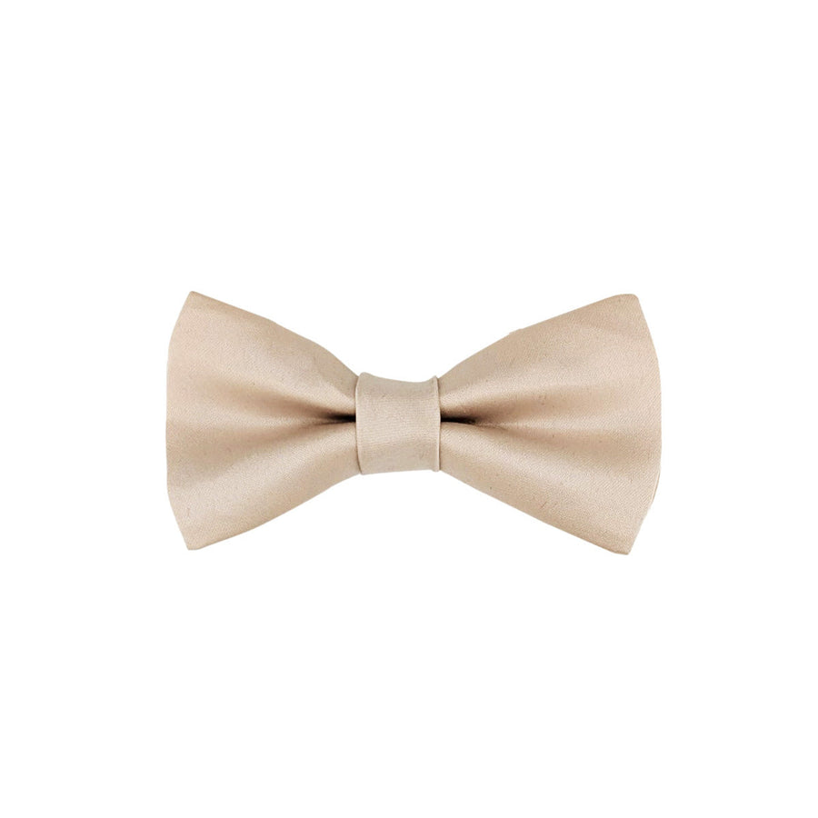 Single pre-tied Champagne Boys Bow Tie in kids size, made from 100% polyester with a sleek finish for formal outfits.