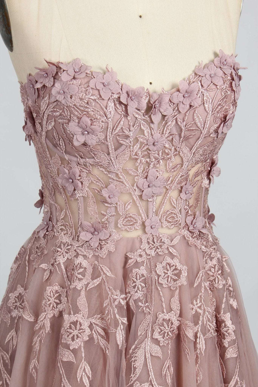Blush Corset Top Tulle Dress close up
