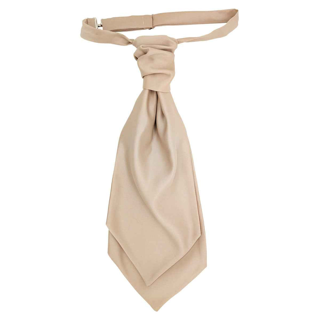 Champagne Boys Wedding Cravat for kids aged 5-12, plain design with adjustable neck strap, ideal for formal events and weddings.