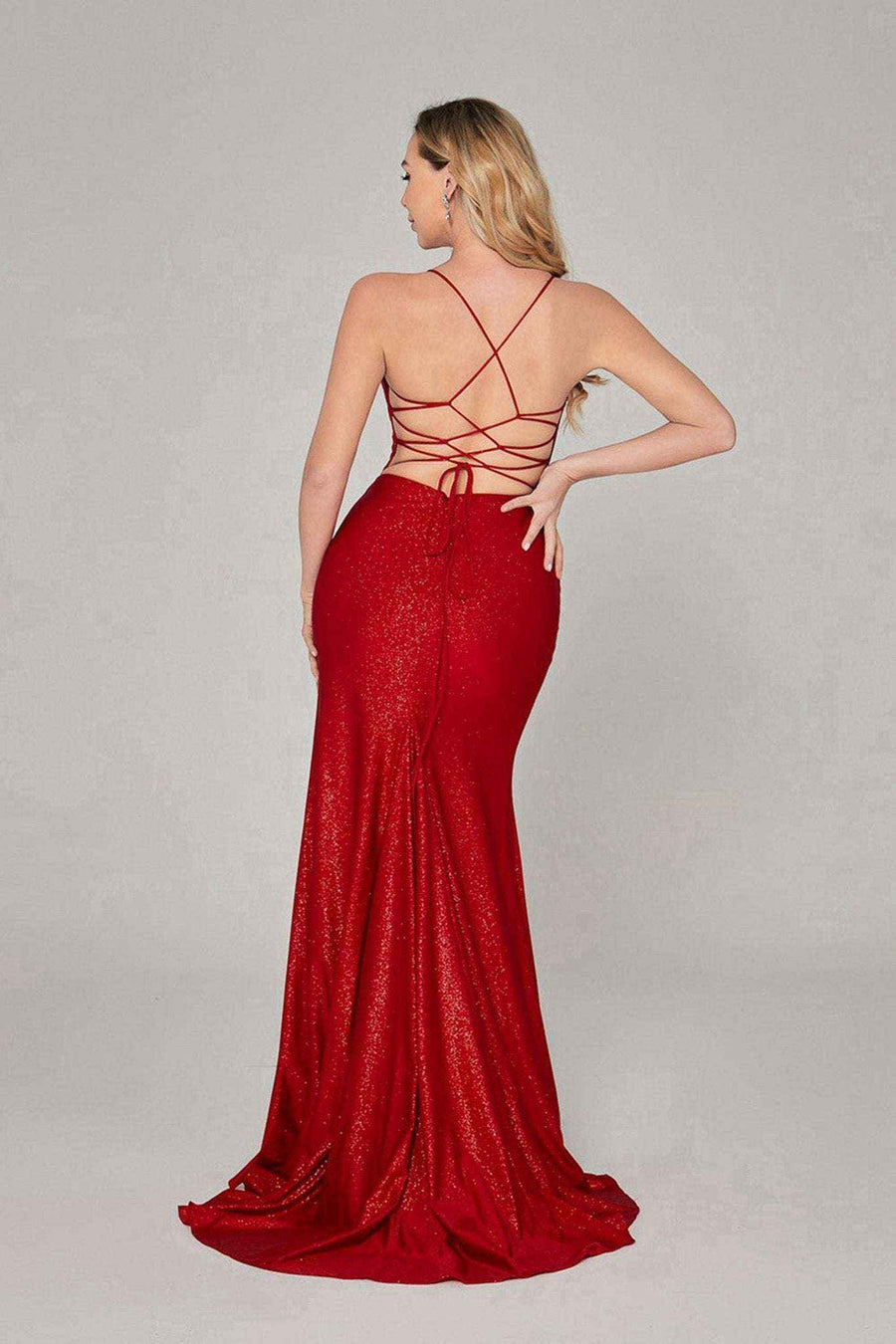 backless mermaid glitter long dress