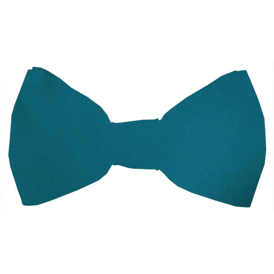 Peacock Boys Bow Tie in vibrant teal, pre-tied and ideal for weddings. Adjustable fit for children aged 4-12, made from dry clean polyester.