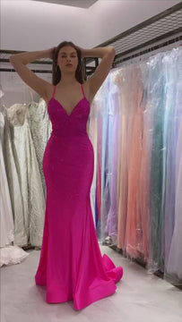 video of girl in long pink dress