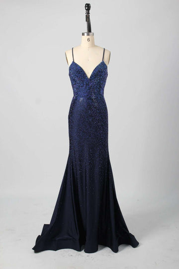 Front of Poppy dress in navy