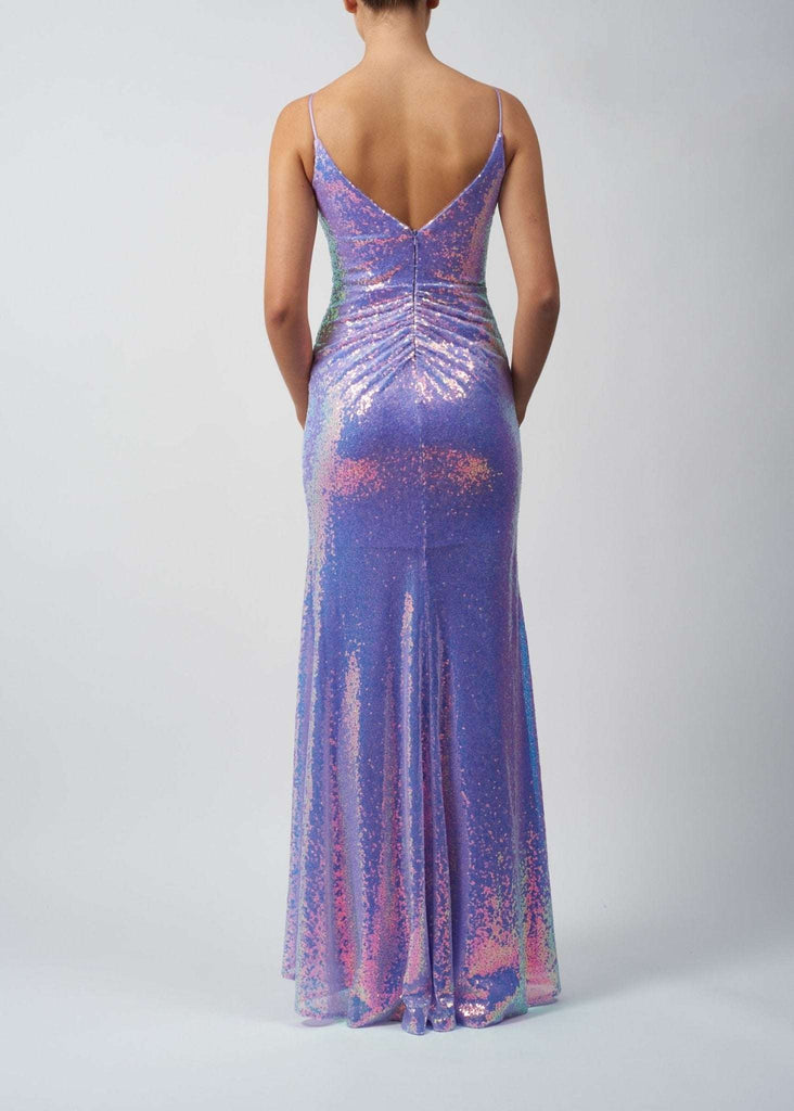 Prom Dress with sequin corset style, featuring a deep V-back and slim fitted silhouette. Ideal for formal events and prom nights.