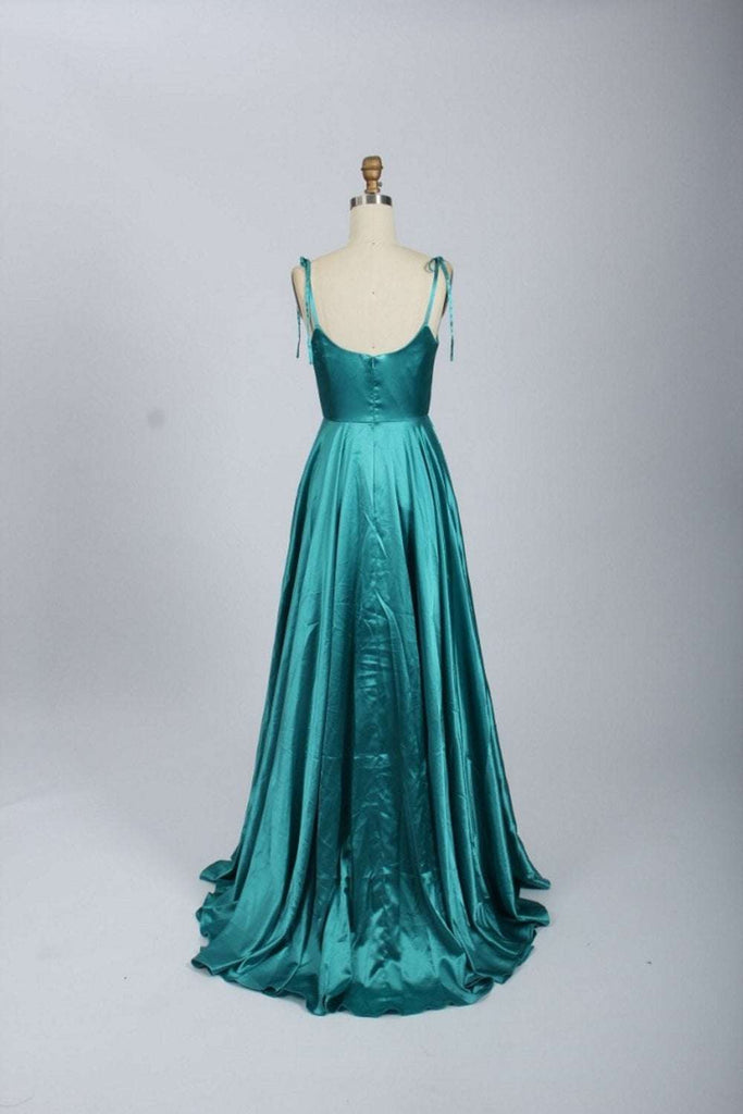 Abby 32644 Teal satin ballgown - Cargo Clothing