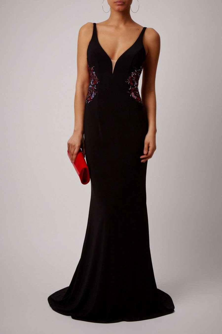 Black MC181465 Multi Beads open back dress - Cargo Clothing