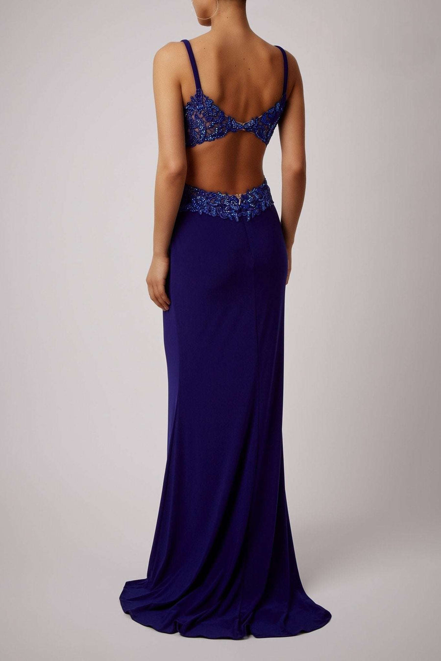 Black MC181465 Multi Beads open back dress - Cargo Clothing