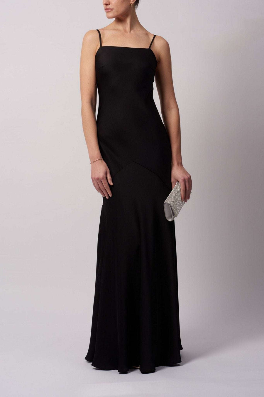 Black MC191022 Slick Satin Dress - Cargo Clothing