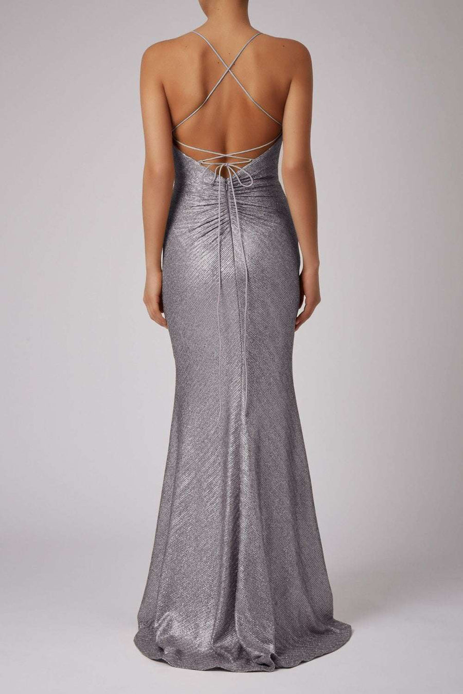 Charcoal MC166143 metallic string tie back dress - Cargo Clothing