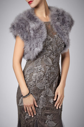 Feather Shrug FK042 Charcoal Grey with capped sleeves - Cargo Clothing