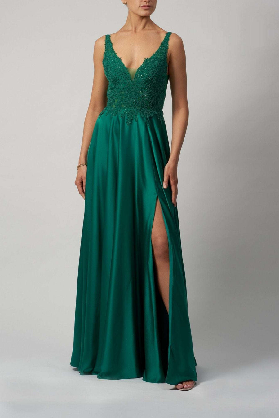 Forest Green MC121032 Embellished Lace Dress - Cargo Clothing