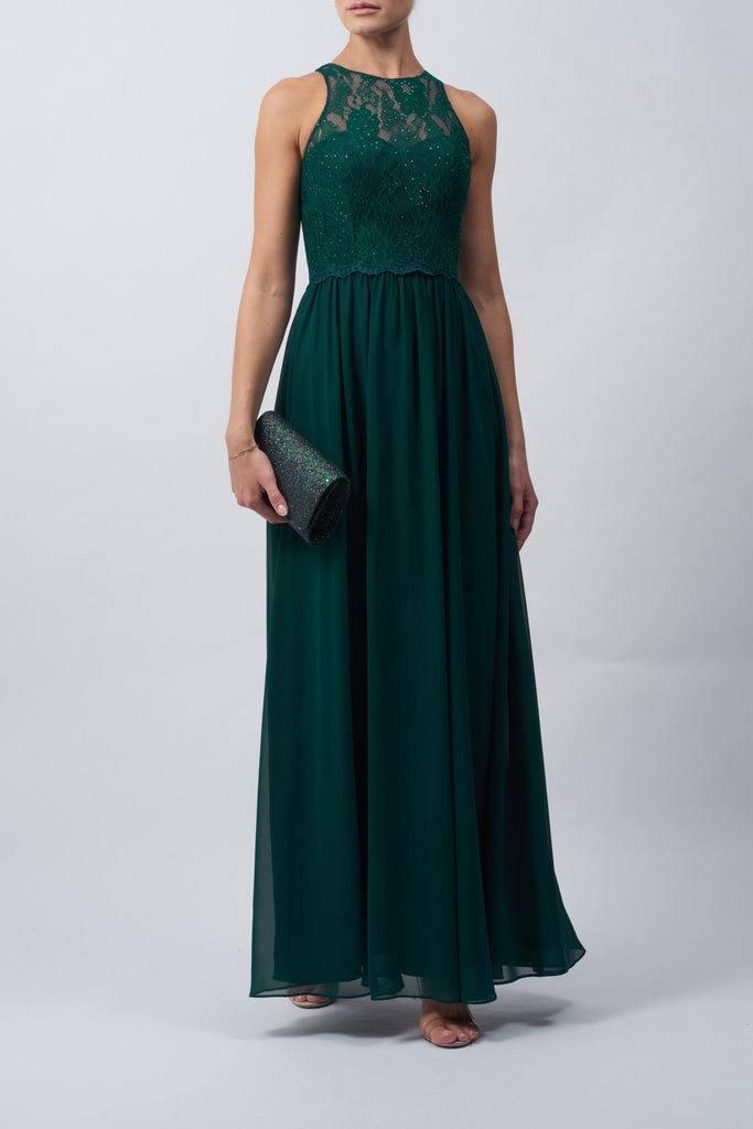 Forest Green MC181215BM lace high neck dress - Cargo Clothing