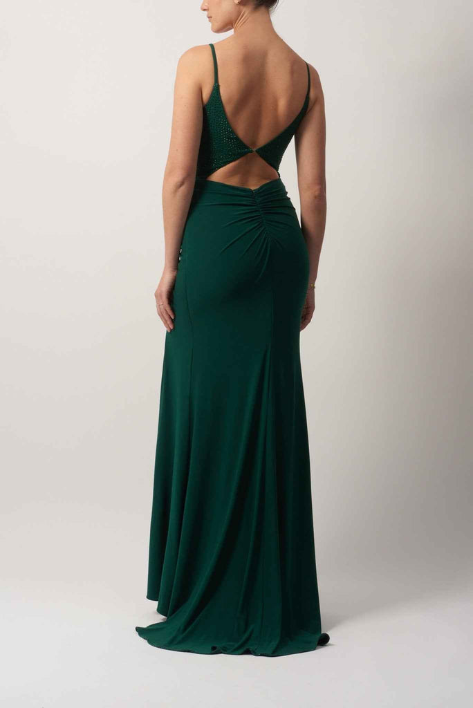 Forest Green MC182053 Rouched Glitter Cut-out Dress - Cargo Clothing