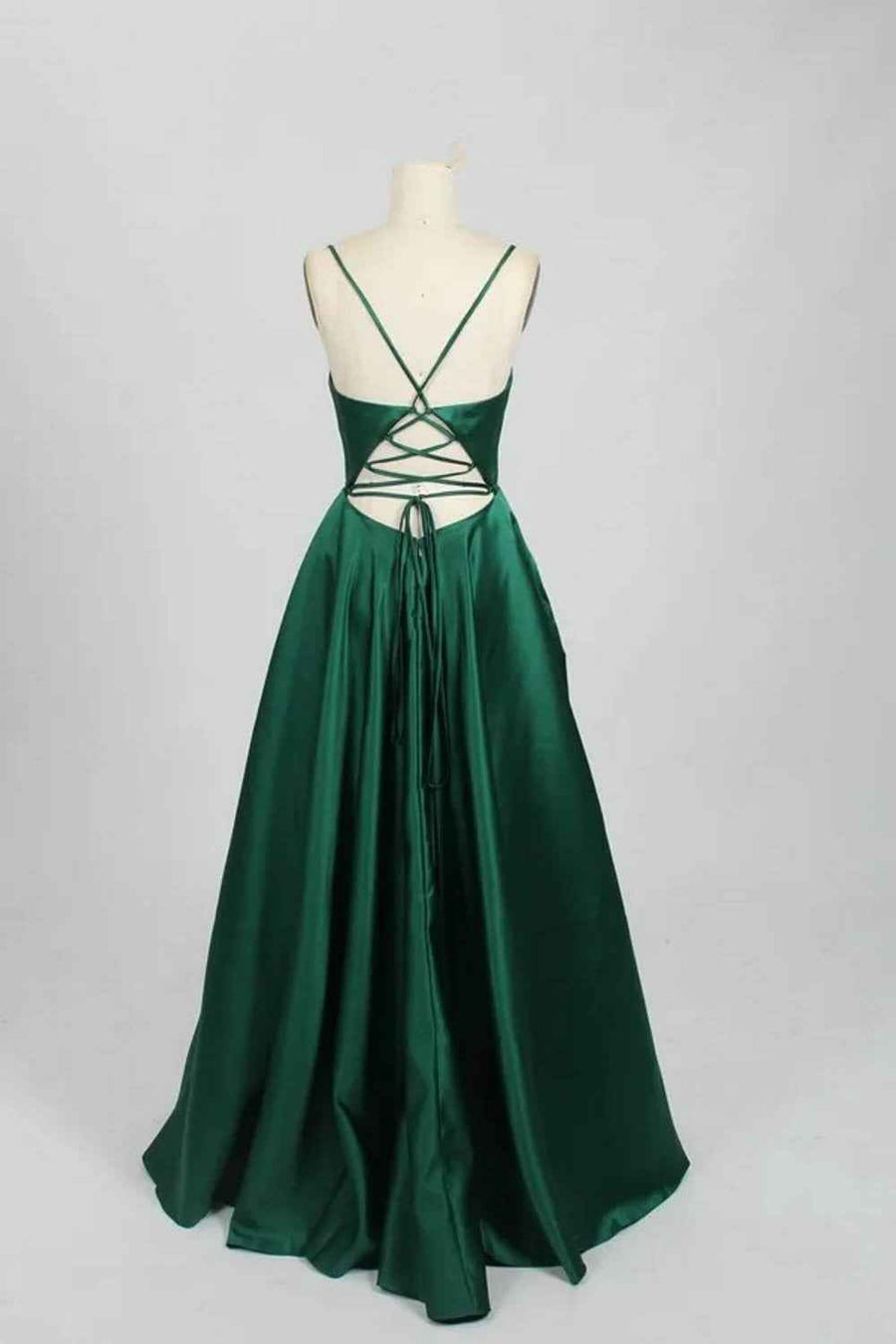 Green AVA 32636 Full skirted open back dress - Cargo Clothing