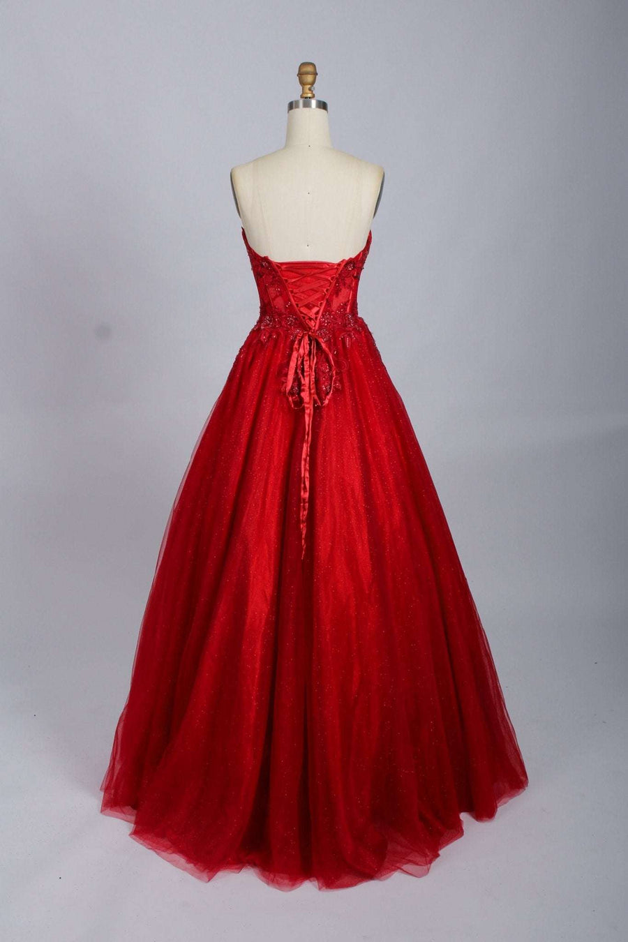 Wine sweetheart corset dress back image