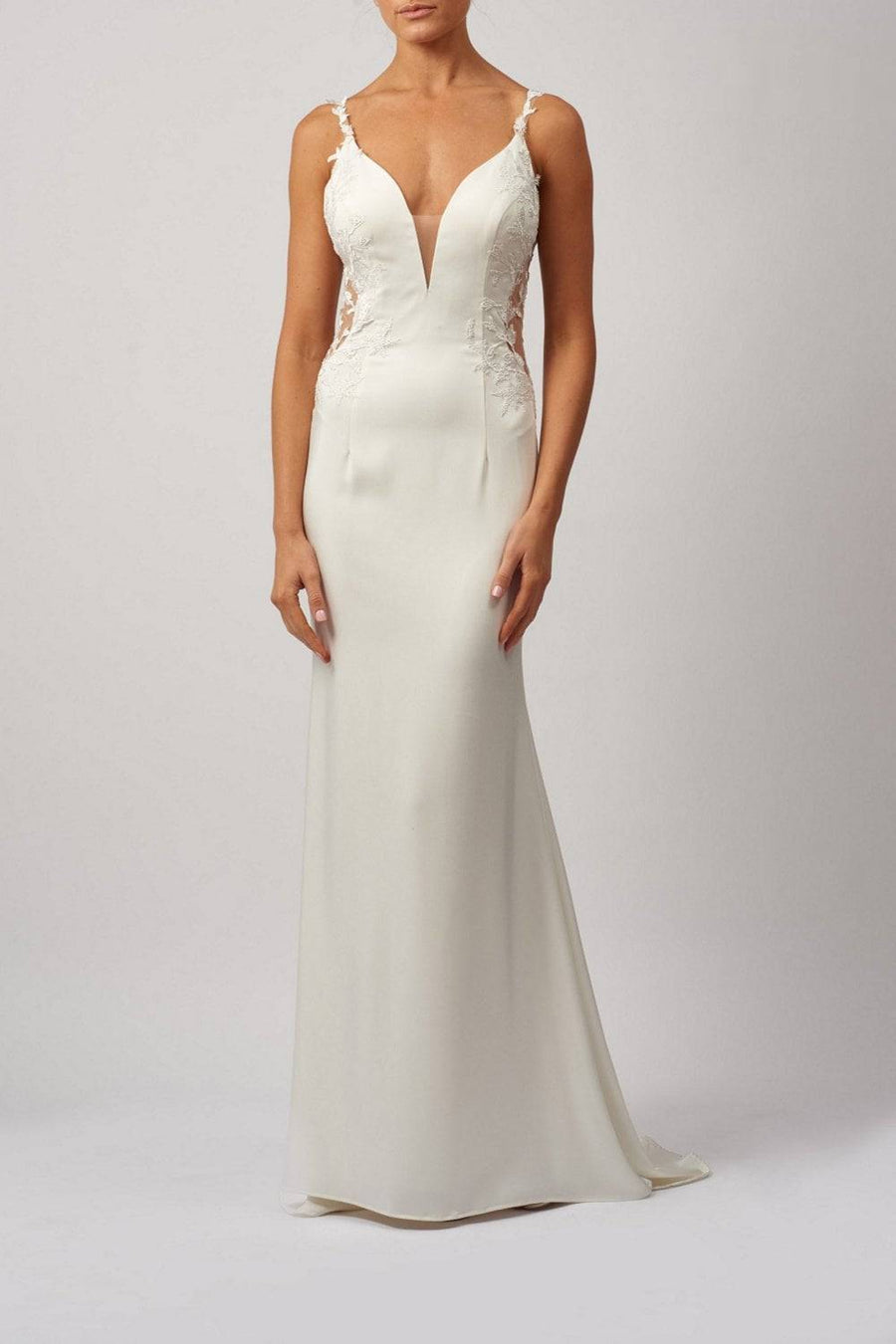 Mascara MC181425 Ivory White Lace Cut Through Gown - Cargo Clothing