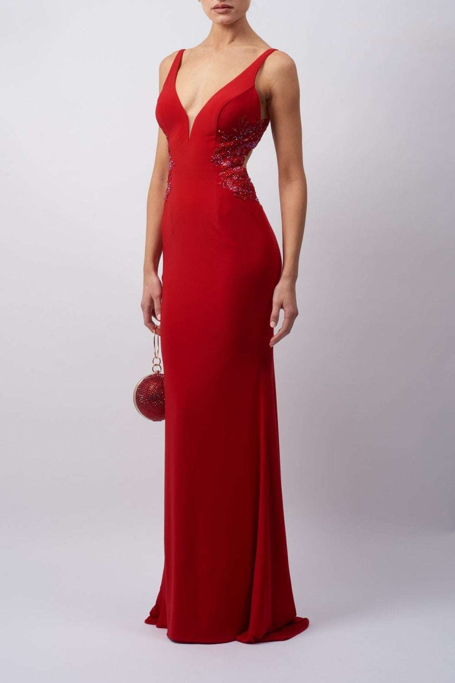 Mascara MC181465 Red Multicoloured Beads Open Back dress - Cargo Clothing