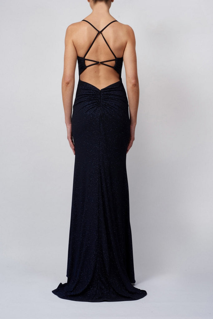 Mascara Royal Blue MC129518 sparkle open back dress - Cargo Clothing