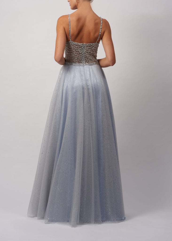 MC12109 Navy Beaded bodice with sparkle tulle skirt - Cargo Clothing