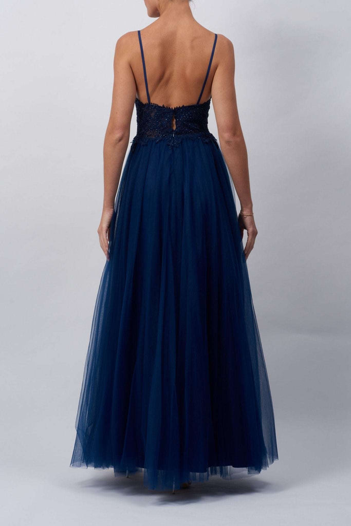 MC18015 Coral Lace Tulle Gown - Cargo Clothing
