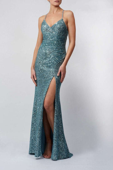 Misty Green MC186119 sequin strap low back dress - Cargo Clothing
