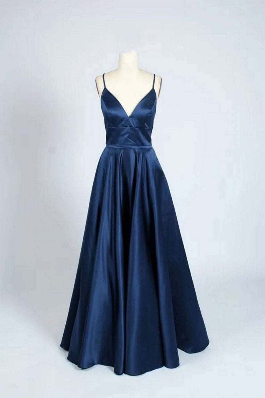 Navy Blue AVA 32636 Full skirted open back dress - Cargo Clothing