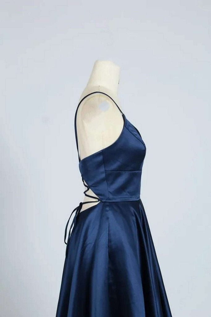 Navy Blue AVA 32636 Full skirted open back dress - Cargo Clothing