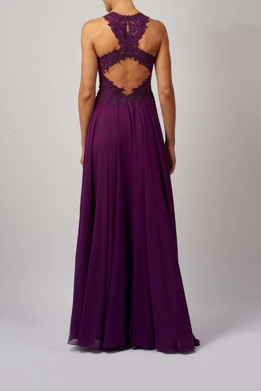 Navy MC181437 lace embellished open back dress - Cargo Clothing