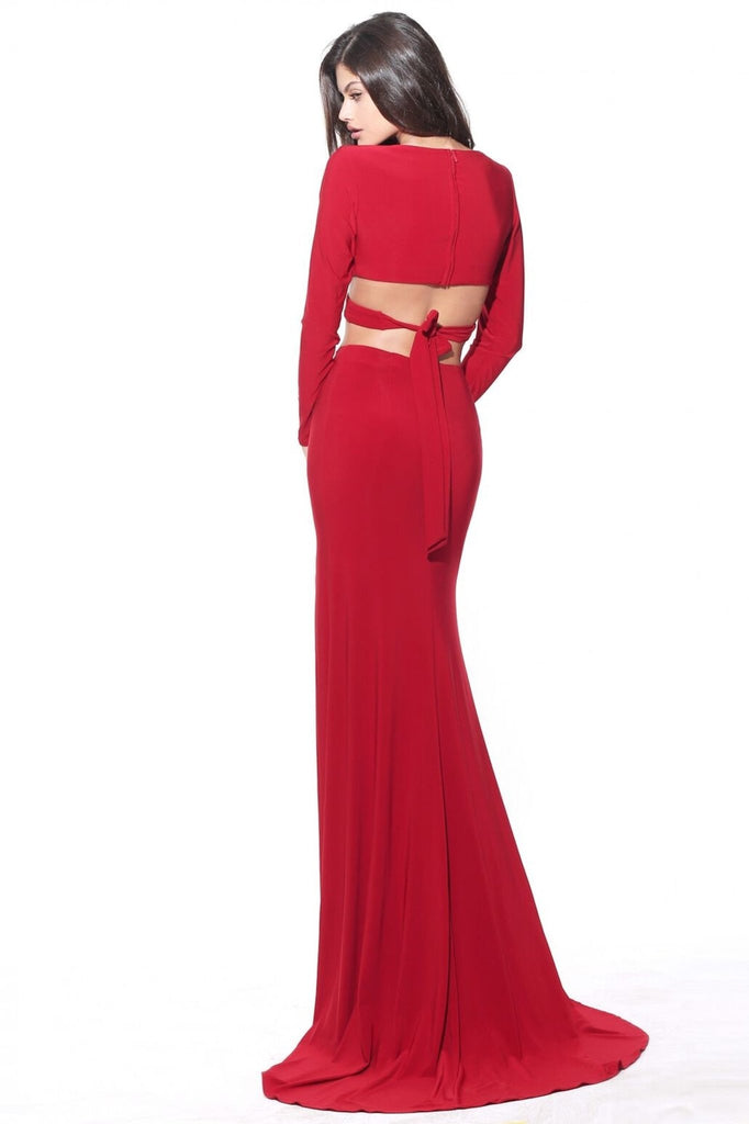 Navy Two piece jersey cross front bodice Dress 50920 Sherri Hill - Cargo Clothing