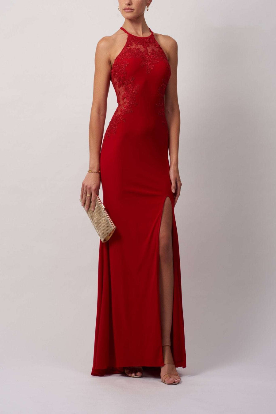 Red MC112939 keyhole lace top dress - Cargo Clothing