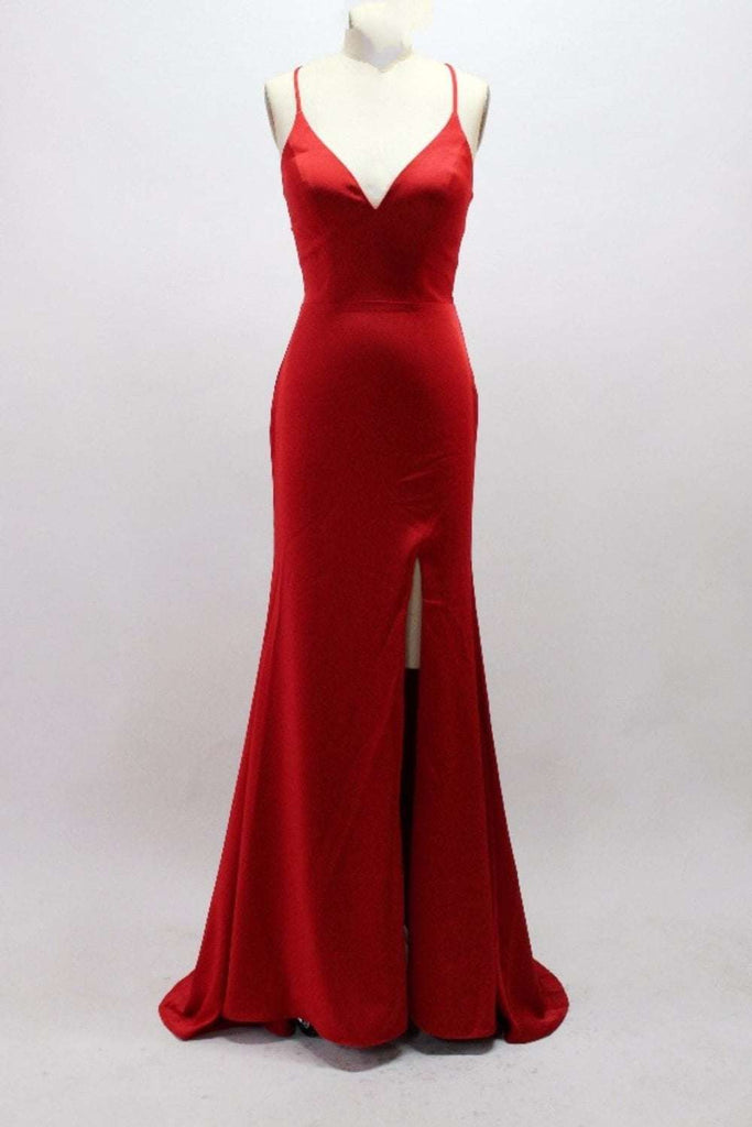 Red QT011 open lace up back dress - Cargo Clothing