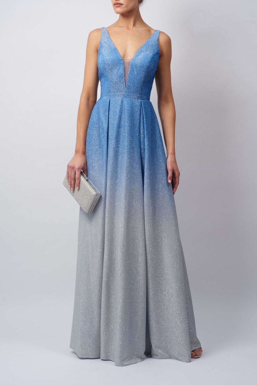 Royal Blue MC113923 Ombre flow glittery gown - Cargo Clothing