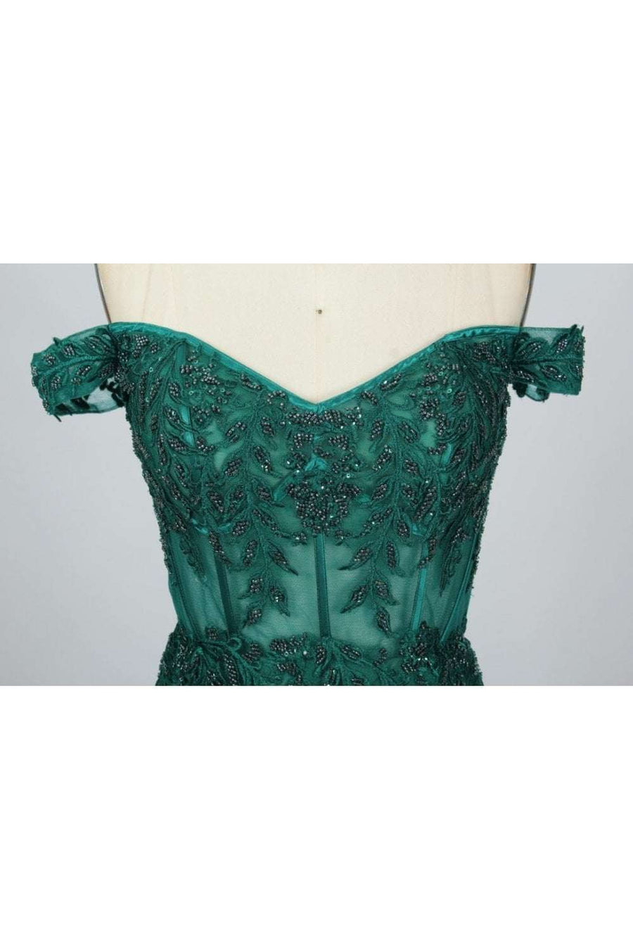SADIE - Emerald Off-shoulder Corset Dress - Cargo Clothing