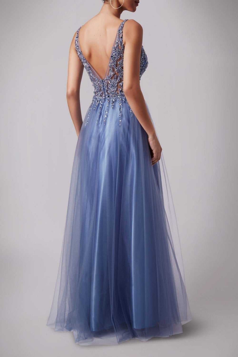 Silver MC186017 Ray Beads Tulle net dress - Cargo Clothing