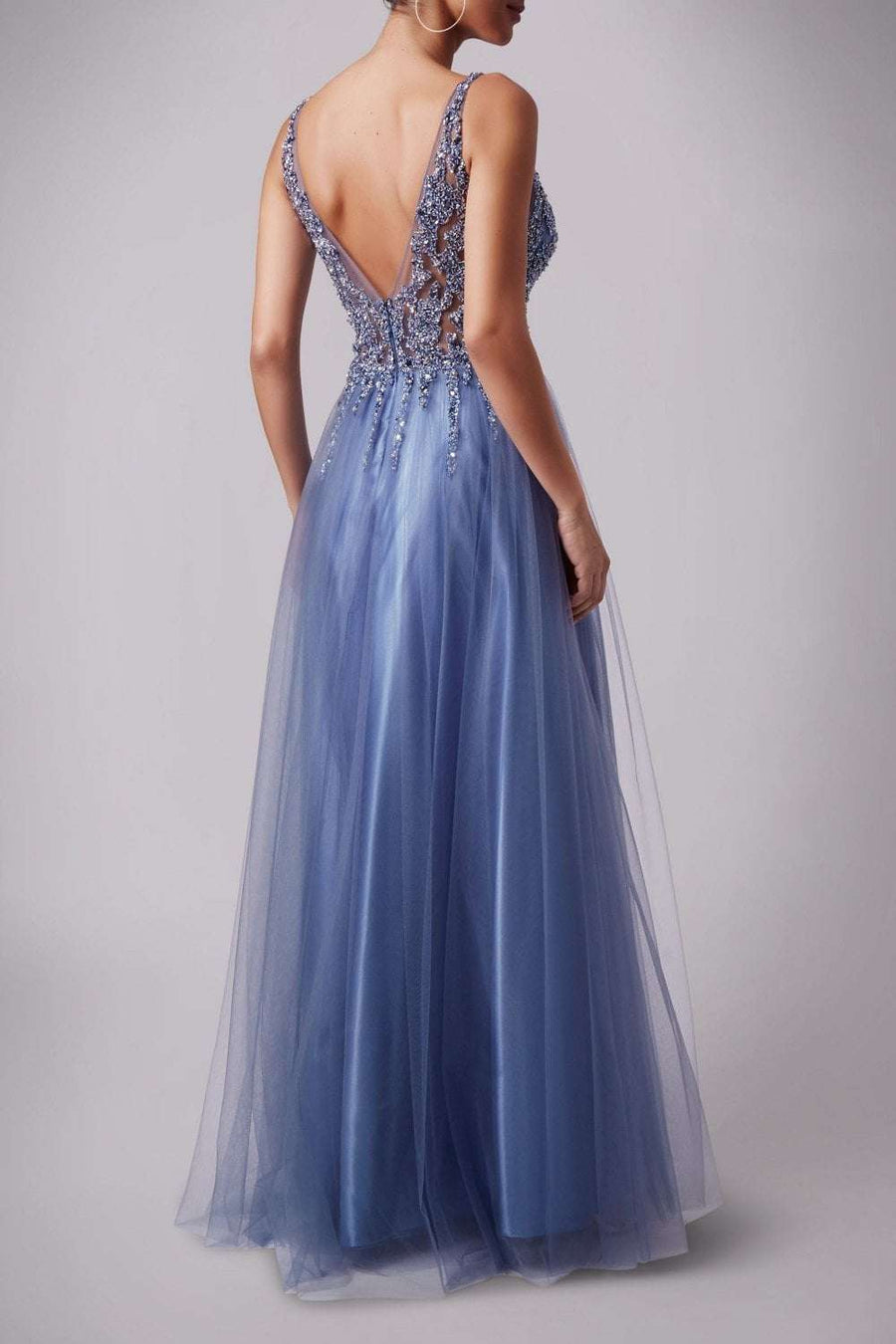 Young lady standing in a Tulle net dress back image