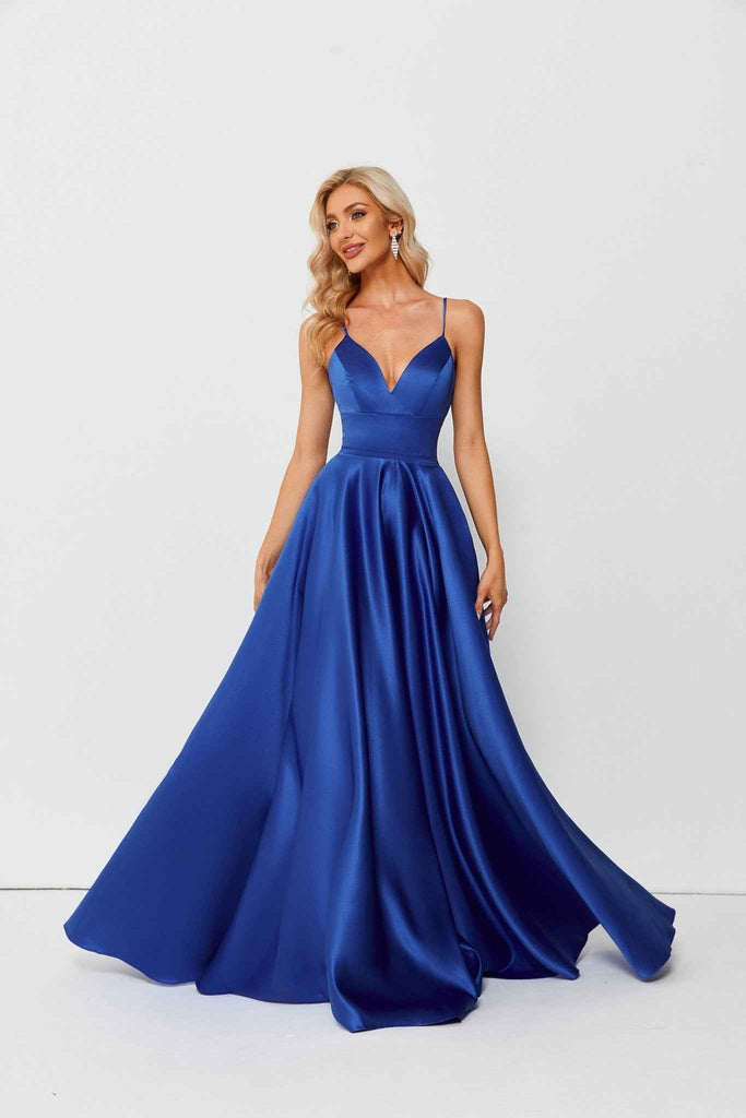 Teal AVA Full skirted open back dress - Cargo Clothing
