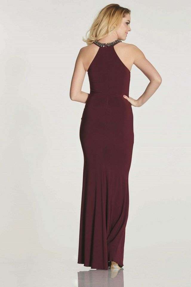Wine Halter neck fitted dress - Gemma - Cargo Clothing