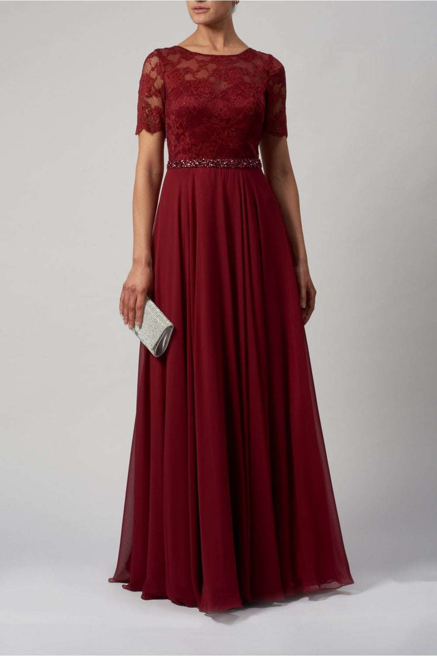 WINE MC121017 Lace Sleeve Dress - Cargo Clothing