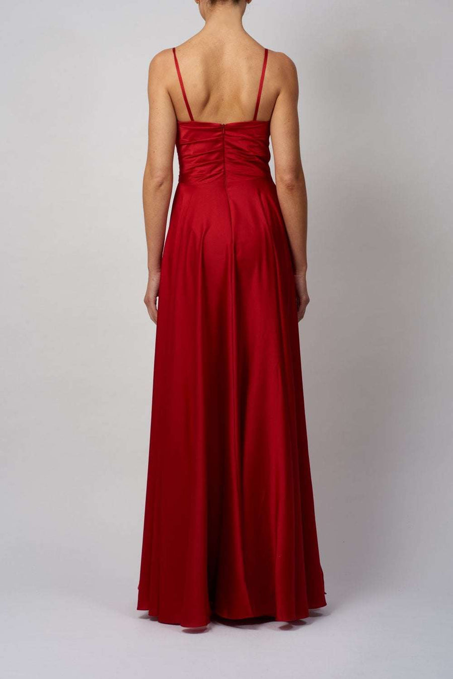 Wine MC220123 Satin Pleat Prom Dress - Cargo Clothing
